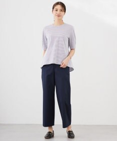 J.PRESS LADIES 【WEB限定カラーあり・抗菌消臭・吸水速乾】サッカージャージー 5分袖 ペプラム カットソー