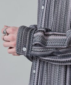 WEGO ストライプメッシュBIGシャツ（LS）