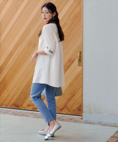 Tiaclasse 【洗える】クレリックシャツチュニックブラウス