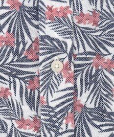 JOSEPH ABBOUD 【リネン素材/清涼感/吸水速乾】リネンハニカムプリント 半袖 シャツ