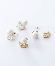 Pisceans 2wayフローラル&コットンパールピアス