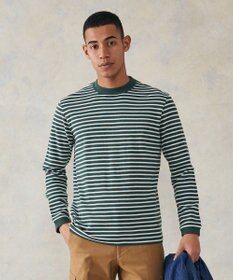 J.PRESS MEN ワッフルボーダー ロングTシャツ