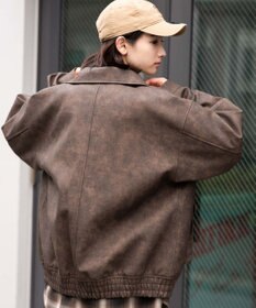 WEGO 【25年秋冬新作/ユニセックス着用ITEM/SMLサイズ展開】PUダブルZIPフライトブルゾン