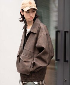 WEGO 【25年秋冬新作/ユニセックス着用ITEM/SMLサイズ展開】PUダブルZIPフライトブルゾン