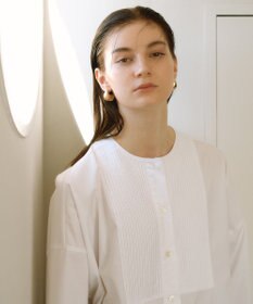 #Newans 【洗濯機可能/シワになりにくい】〈お腹・腰回りをカバー〉ピンタックデザインスクエアブラウス