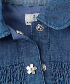 組曲 KIDS 【100㎝】 フラワーボタンデニムワンピース