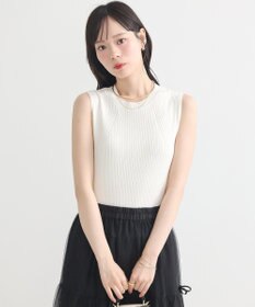 earth music&ecology ランダムリブノースリーブニット