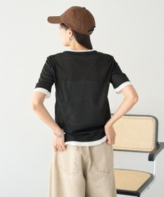 earth music&ecology シアーレイヤード風5分袖プルオーバー