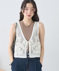 earth music&ecology ランダムリブノースリーブニット