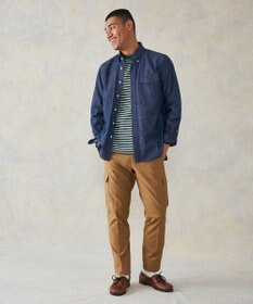 J.PRESS MEN ワッフルボーダー ロングTシャツ