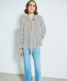 GRACE CONTINENTAL ドットプリントボウタイブラウス