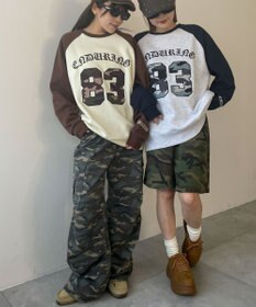 WEGO 【裏起毛】迷彩ワッペンラグランスウェット