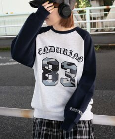 WEGO 【裏起毛】迷彩ワッペンラグランスウェット