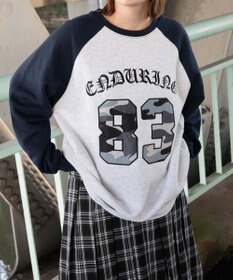 WEGO 【裏起毛】迷彩ワッペンラグランスウェット