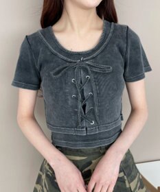 WEGO ヴィンテージライクレースアップT