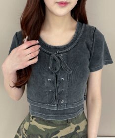 WEGO ヴィンテージライクレースアップT