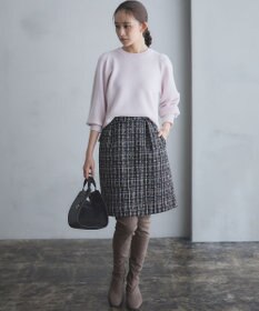 組曲 【8色展開・前後着用可】ウールカシミヤミックス パフスリーブ ニット