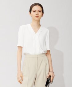 ICB 【洗える】ソフトジョーゼット Vネックブラウス