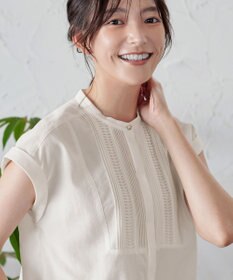 Tiaclasse 【洗える】フレンチスリーブピンタックブラウス