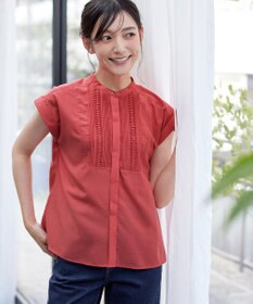 Tiaclasse 【洗える】フレンチスリーブピンタックブラウス