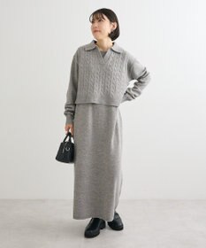 Green Parks ＳＥＴ２点ケーブルベスト＋ニットワンピース