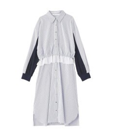 YECCA VECCA シアーMIXドロストデザインシャツワンピース