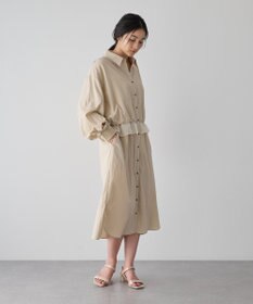 YECCA VECCA シアーMIXドロストデザインシャツワンピース