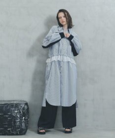 YECCA VECCA シアーMIXドロストデザインシャツワンピース