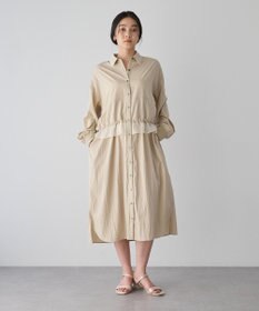 YECCA VECCA シアーMIXドロストデザインシャツワンピース