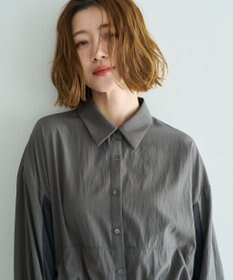 YECCA VECCA シアーMIXドロストデザインシャツワンピース