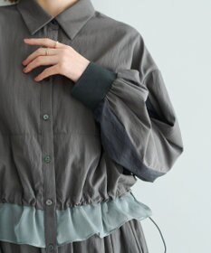 YECCA VECCA シアーMIXドロストデザインシャツワンピース