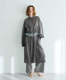 YECCA VECCA シアーMIXドロストデザインシャツワンピース