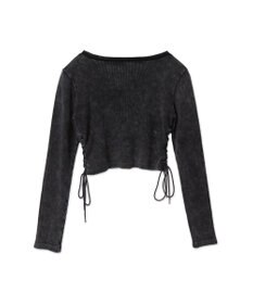 WEGO ヴィンテージウォッシュレースアップロンT