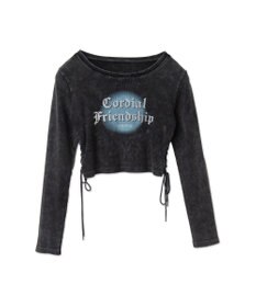 WEGO ヴィンテージウォッシュレースアップロンT