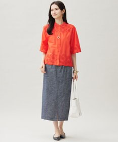 自由区 【洗える】コットンリネンシャンブレー スカート