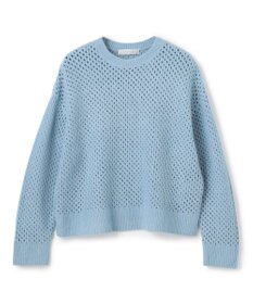 UNFILO 【野呂佳代さん着用】ふわふわニット メッシュプルオーバー サックス