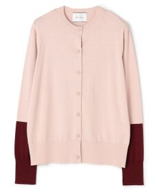 BEIGE， CHLOR / ウールシルク配色クルーネックカーディガン