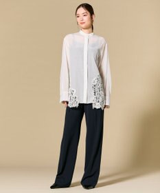 BEIGE， GALENA / コットンレースバンドカラーシャツ