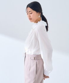 YECCA VECCA スタンドカラーシアーリボンブラウス