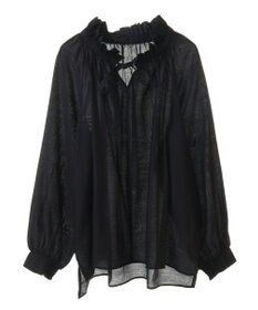 YECCA VECCA スタンドカラーシアーリボンブラウス