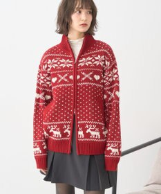 earth music&ecology ダブルzipノルディックカウチンニットカーディガン