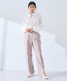 YECCA VECCA スタンドカラーシアーリボンブラウス