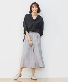 自由区 【洗える/シワになりにくい】オープンカラー シアーブラウス