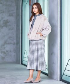 Tiaclasse 【洗える】千鳥柄ニットプリーツワンピース