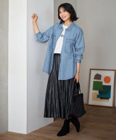 ANY 【洗濯機可】パールボタンデニムシャツ
