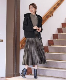 Tiaclasse 【洗える】千鳥柄ニットプリーツワンピース