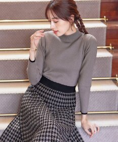 Tiaclasse 【洗える】千鳥柄ニットプリーツワンピース