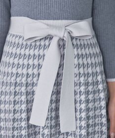 Tiaclasse 【洗える】千鳥柄ニットプリーツワンピース