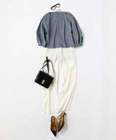 23区 【洗える】リネンレーヨンストレッチ ワイド パンツ