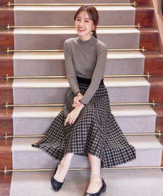 Tiaclasse 【洗える】千鳥柄ニットプリーツワンピース